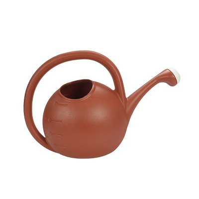 HC Companies 2 Gallon Premium Large Mouth Garden Plant Watering Can with Rosette, Water Indicator Level, and Ergonomic Handle (Terracotta))