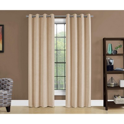 Beige Velvet Blackout Grommet Curtain Panels, 54"W x 95"H