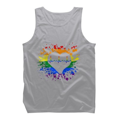 Adult Design By Humans Pride Heartbeat EKG Splatter By LegatoTendo Tank Top