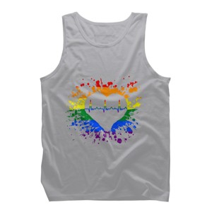 Adult Design By Humans Pride Heartbeat EKG Splatter By LegatoTendo Tank Top - 1 of 2