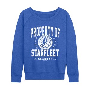 Women's - Star Trek - Property of Starfleet Lightweight French Terry Wide Neck Long Sleeve Graphic Shirt - 1 of 4