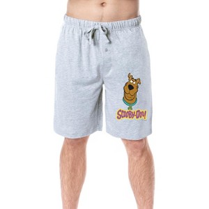 Scooby-Doo Mens' Cartoon Title Logo Face Character Sleep Pajama Shorts Grey - 1 of 3