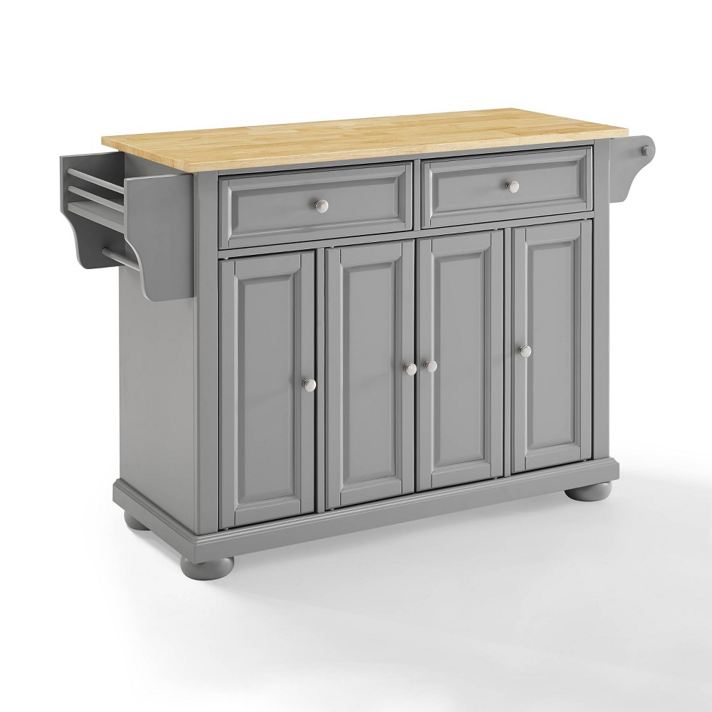Alexandria Kitchen Island with Wood Top Vintage Gray/Natural - Crosley