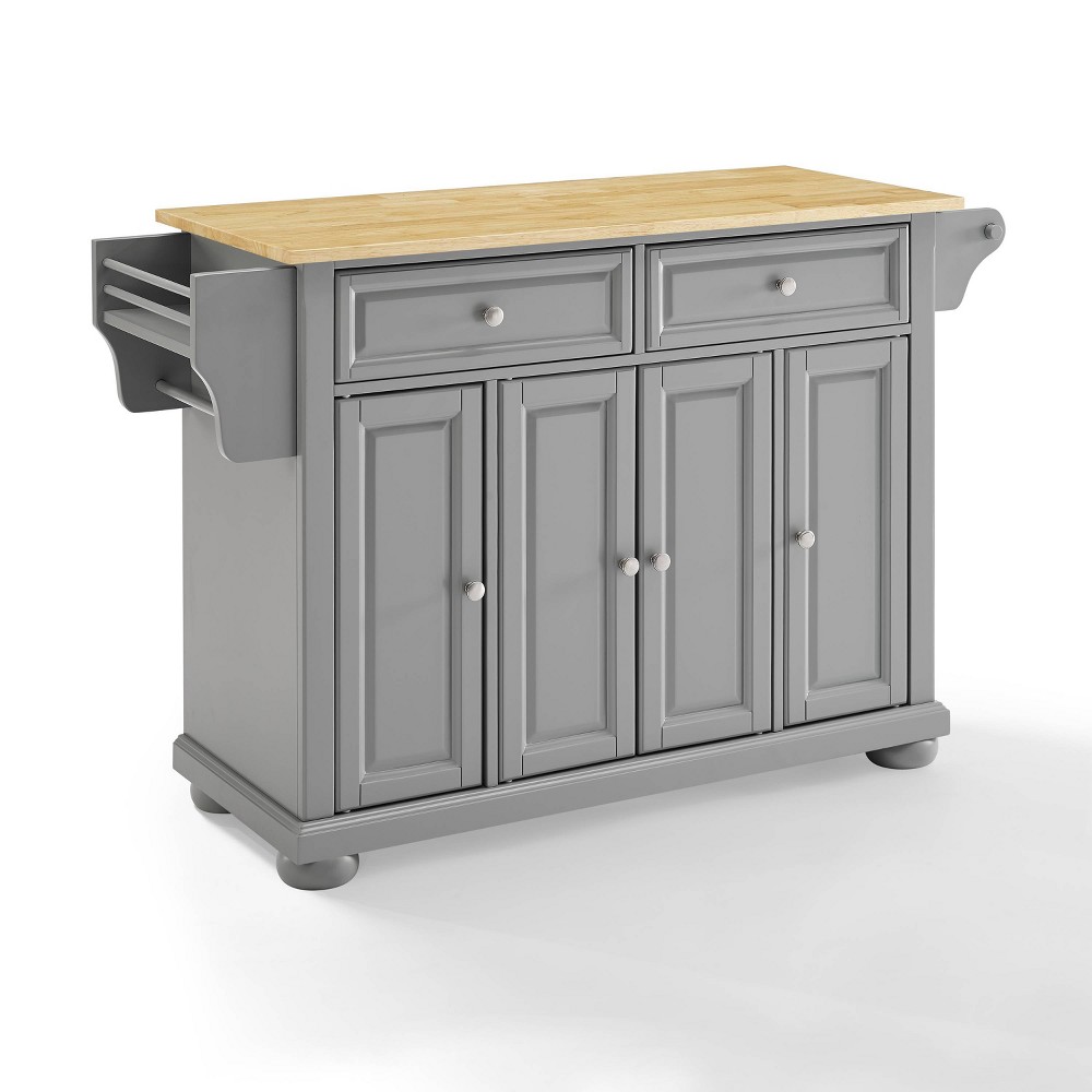 Photos - Kitchen System Crosley Alexandria Kitchen Island with Wood Top Vintage Gray/Natural  