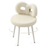 Vanity Chair with Back, Makeup Chair, Swivel Design,No Wheels,Small Upholstered Vanity Chair for Girls with Cute Bow Backrestst for Bedroom - 2 of 4