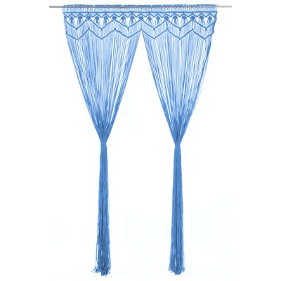 Aghana Digitals Handmade Blue Macrame Curtain 55.1x94.5" Cotton-Polyester, Washable 30°C,