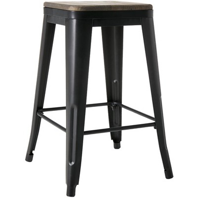 The Lakeside Collection Metal and Wood Counter Stool - Counter Black