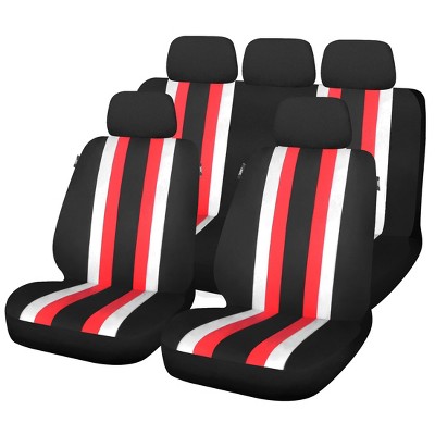 X-Autohaux Classic for Car SUV Polyester Mesh Seat Covers Red Black 8 Pcs