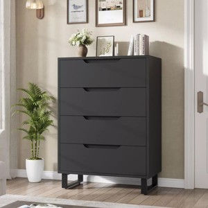 4 Dresser For Bedroom, 41.5" Tall Dresser, Freestanding Vertical Drawer Cabinet With Storage, Wooden Closet Storage Chest For Living Room - 1 of 4