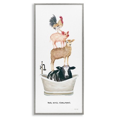 Stupell Industries Wash Scrub Rinse Animals, 13" x 30"