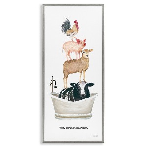 Stupell Industries Wash Scrub Rinse Animals, 13" x 30" - 1 of 4
