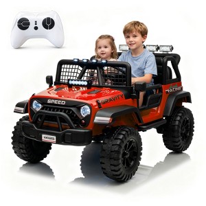 24V 2 Seater Ride On Truck,4WD Kids Electric Car W/Remote Control，Battery Powered Ride On Toy Car with Spring Suspension - 1 of 4