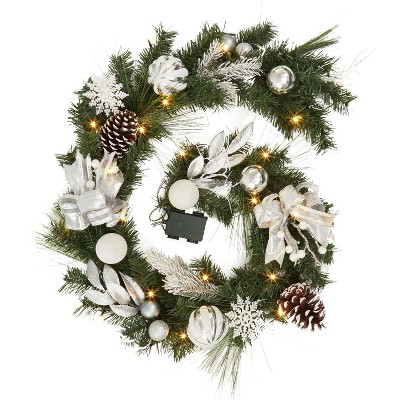 TackView 6 Ft Pre-Lit Christmas Garland with 20 Led Lights, Xmas Garland, Garland with Timer for Mantle Staircase Table Decoration