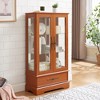 ChicFurnit Decorative Storage Cabinet Elegant Glass Curio Cabinet with Adjustable Shelves for Living Room, Brown, 40.16"*16.15"*10.87" - 2 of 4