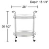 Studio 55D Carli Modern Chrome Steel Oval 2-Tier Serving Bar Cart 26" x 18 1/4" Silver Rolling Clear Glass Shelves for Living Room - 4 of 4