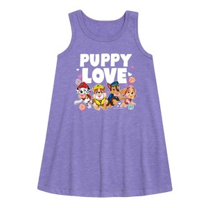 Girls' - Paw Patrol - Puppy Luv Graphic Sleeveless Aline Dress - 1 of 4