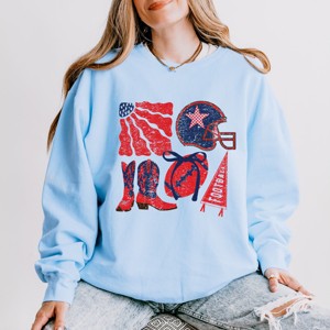 Football Flag Red and Blue - Womens Lightweight Garment Dyed Sweatshirt - 1 of 3