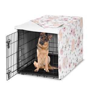 Sweet Jojo Designs Dog Crate Kennel Cover 48in. Watercolor Floral Pink and Grey - 1 of 4
