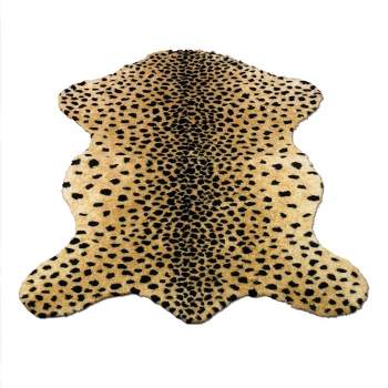 Walk on Me Faux Fur Super Soft Cheetah Rug Tufted With Non-slip Backing Area Rug