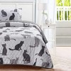 Tadpoles Grey Cats Animal Pom pom Trimmed Quilt Set, with 1 Twin Size Quilt, and 1 Standard Sham - 3 of 4