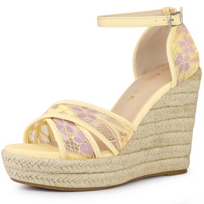 yellow wedge sandals for women