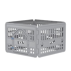 Bencmate Pet Crates and Houses 4 Panel Pet Playpen Lockable Gate Spacious Stable Easy Setup for Indoor and Outdoor, Gray, 33.54"*33.54"*23.82" - 1 of 4