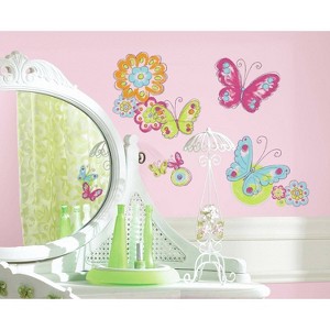 RoomMates Brushwork Butterfly Peel and Stick Wall Decal: Vinyl Animal Stickers for Modern Home Decor, 26pc - 1 of 4