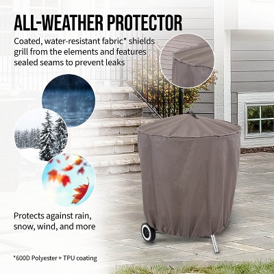 Charcoal Gray 30" Round Grill Cover with All-Weather Protection