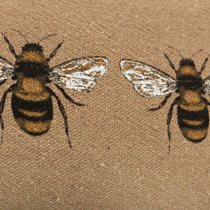 14&#34;x26&#34; Oversized Bees Poly Filled Lumbar Throw Pillow Brown - Rizzy Home, 4 of 7