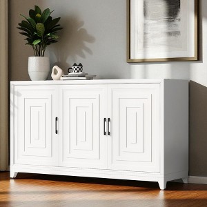 Modern 59" TV Stand for 65" TVs, Entertainment Center with 2 Cabinets & Adjustable Shelves, Media Console with Solid Wood Legs - 1 of 4