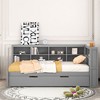 NicBex Twin/Full Size Daybed with Twin Size Trundle,Wood Day Bed Frame with Storage Shelves and USB Charging Ports - 2 of 4