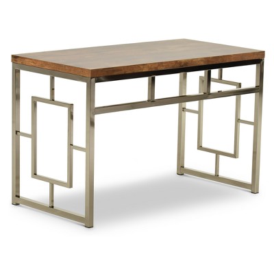 Alize 47" Brown Faux Wood and Chrome Home Office Desk