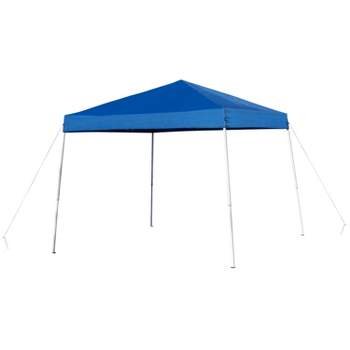 Flash Furniture 8'x8' Blue Outdoor Pop Up Event Slanted Leg Canopy Tent with Carry Bag