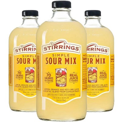 Stirrings Simple Sour Cocktail Mix 750ml Bottles - Real Juice No Preservatives - 70 Calories - Drink Mixer