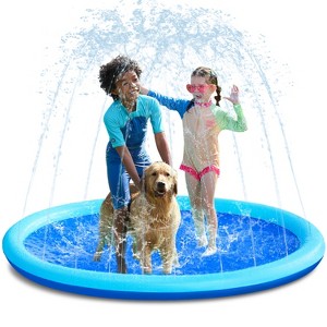Joyfy 5ft/6ft Splash Pad for Kids, Non-Slip Outdoor Water Sprinkler Mat, Summer Fun Backyard Fountain Pool Water Games Spray Mat - 1 of 4
