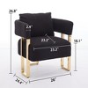 Gulches Set of 2 Modern Teddy Fleece Decorative Side Chairs Gold Metal Square Legs, High Rebound Sponge, Ergonomic Design,Black - 2 of 4