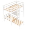CAVINAS Twin Size Bunk Bed with Desk Detachable Pine Bed Frame with Storage Shelves and Ladder for Bedroom, White - 3 of 4