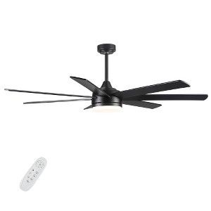 BestParts 72" Farmhouse Ceiling Fan - Black & Brown Plywood Blades, Energy-Saving DC Motor, Memory Function - 1 of 4