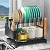 Racxily 2 Tier Dish Racks for Kitchen Counter, Dish Drying Rack with Dish Drainer, Durable Stainless Steel Dish Rack Drain Set with Utensil Holder - 2 of 4