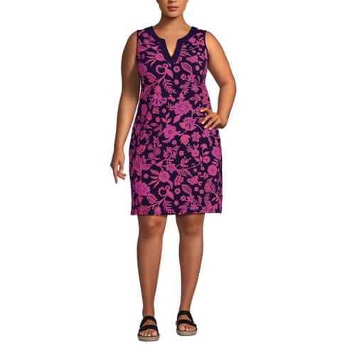 Lands' End Women's Plus Size Cotton Jersey Sleeveless Swim Cover-up ...