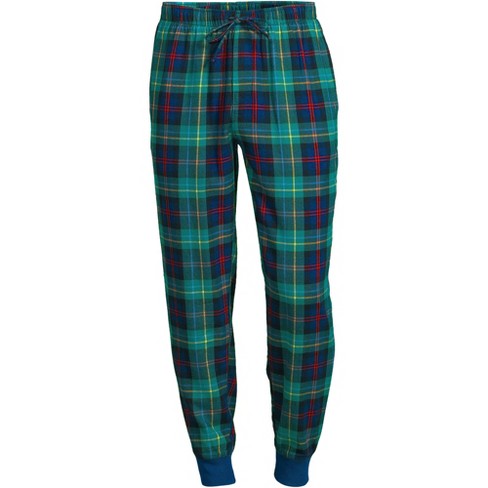 Lands End Men s Flannel Jogger Pajama Pants X Large Green navy heritage Red Plaid Target