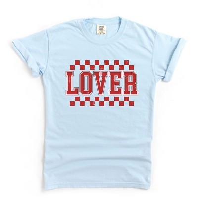 Simply Sage Market Women's Lover Distressed Checkered Short Sleeve Garment Dyed Tee