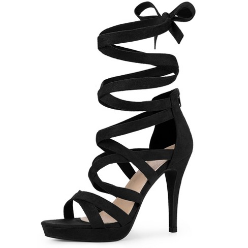 Black strappy clearance heels with platform