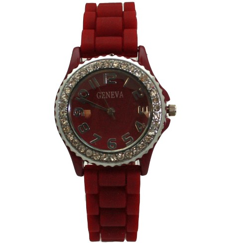 Olivia Pratt Every Day Thin Band Silicone and Rhinestones Colorful Women Watch - image 1 of 4