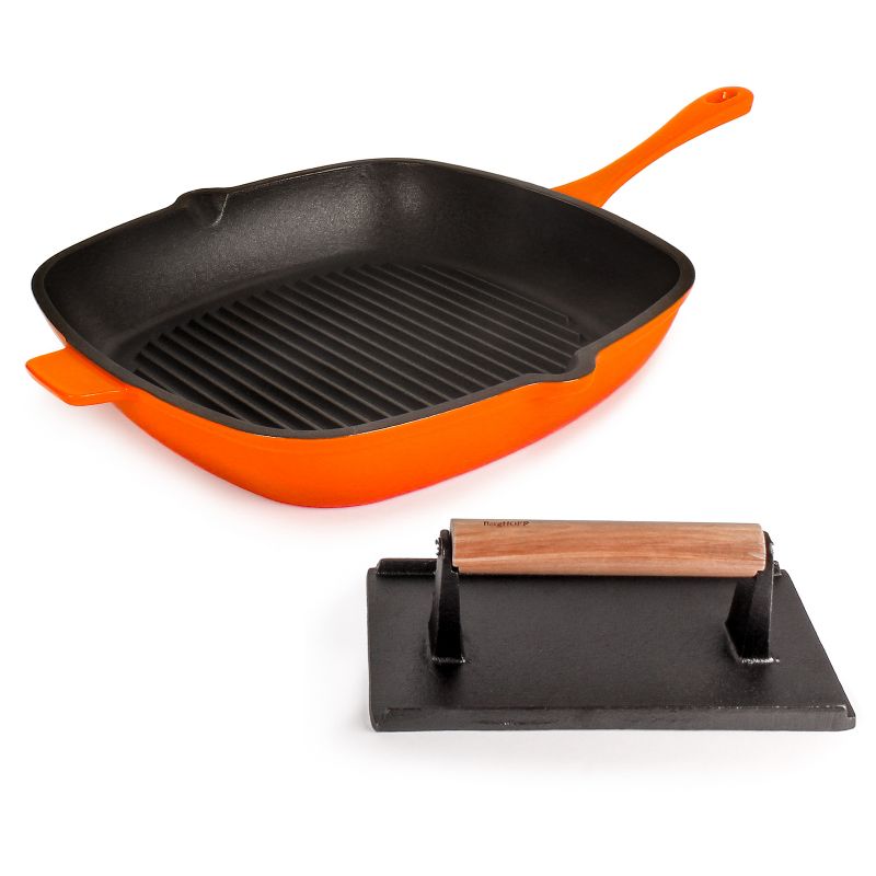 BergHOFF Neo 2Pc Cast Iron Grill Set, Grill Pan & Bacon/Steak Press, 1 of 10