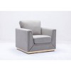 Linen Upholstered Accent Chair with Cushioned Seat and Back, Pocket Coil Seat and Modern Boxy Design - 2 of 4