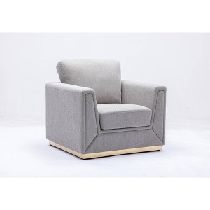 Linen Chair with Gray Finish, Metal Base and Durable Construction for Living Room - 1 of 4