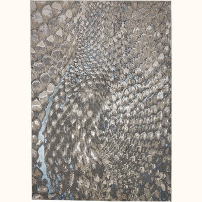 Azure Modern Abstract Blue/Silver/Gray Area Rug