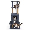Costway 64” Tall Cat Tree with 2 Large Condos, Jute Scratching Posts, Plush Top Perch Beige/Dark Gray/Light Gray - 2 of 2