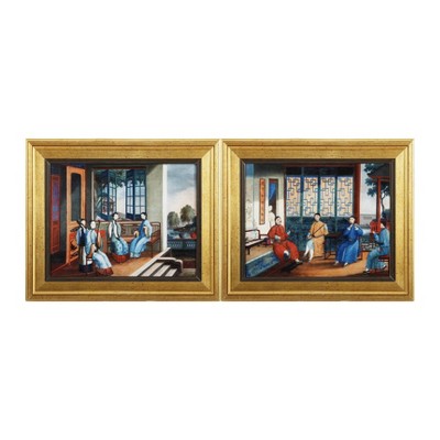 A&B Home 27"x22" Set of 2 Musicians Frame Wall Arts Gold: Horizontal Linen Mixed Media, Sawtooth Back